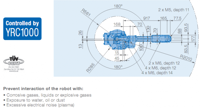 6 выбор Yaskawa GP25-12 руки робота оси и робот руки полезной нагрузки 2010mm машины 12kg места промышленный