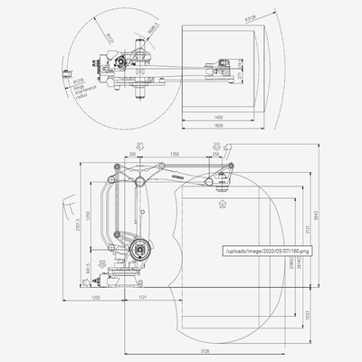 Достигаемость полезной нагрузки 3128 оружий 160KG робота HP160 Hyundai пакуя с Gripper