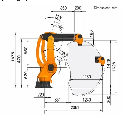 Оси PA 4 KR 40 Palletizing полезная нагрузка 40KG руки робота Kuka с рельсом робота GBS