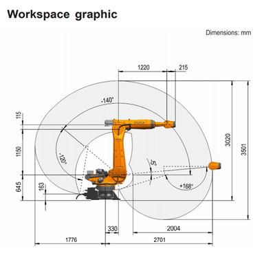 Промышленный робот KUKA KR 210 R2700-2 с CNGBS Роботоприхватчиком 6-осевой роботизированной руки для обработки материалов