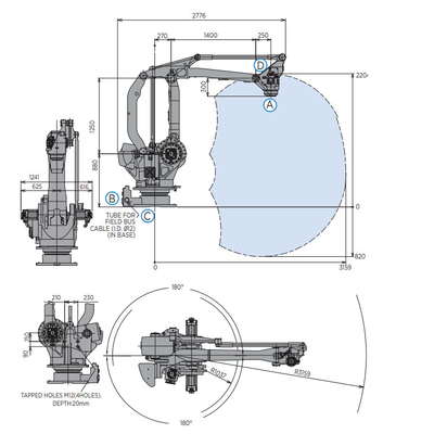 Промышленный робот YASKAWA MPL160II с роботизированной рукой с полезной нагрузкой 160 кг для паллитации