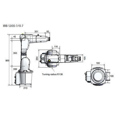 ABB IRB1200 Промышленный робот с полезной нагрузкой 7 кг в виде 6-осевой роботизированной руки для обработки материалов