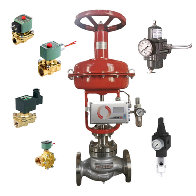 Пневматический клапан управления линейный с потоковым сервером LOGIX 520MD DIGITAL HART VALVE POSITIONER и ASCO соленоидный клапан на складе