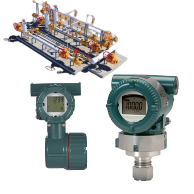 Valve switching skid system, equipped with Yokogawa VY series vortex flowmeters and Eja210e, Eja430e, Eja438e, and Eja530e pressure transmitters