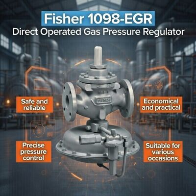 Регулятор давления газа Fisher 1098-EGR с пилотным управлением, высокой пропускной способностью и регулируемым выходным давлением