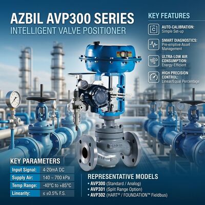 Azbil AVP307 Цифровой позиционировщик клапана с HART-коммуникацией 4-20 mA постоянного тока и корпусом IP65