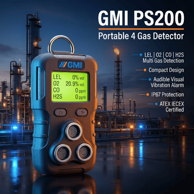 GMI PS200 PS500 Персональный газовый монитор Портативный 4 датчика газа Детектор газа для обнаружения нефти и газа