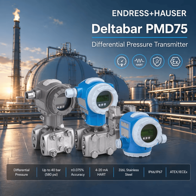 Endress+Hauser Deltabar PMD75 HART 4-20mA Pressure Sensor Process Instrument Differential Pressure Transmitter E+H
