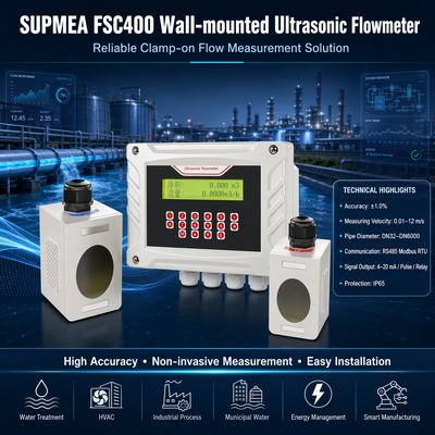 Ультразвуковой расходомер Supmea FSC400 с настенным креплением и зажимом, цифровой расходомер жидкости с транзитным временем
