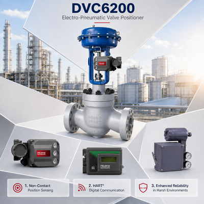 Пневматический позиционер клапана DVC6200, сертифицированный ATEX и IECEx, -40 85°C, регулирование расхода, регулирование давления