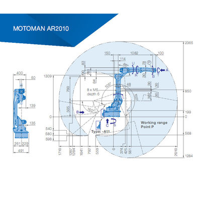 2.0KVA подготовляют сваривать 2010mm рука робота Yaskawa 6 осей
