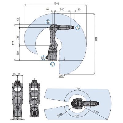 Рука робота оси GP7 6 для материальной вручая полезной нагрузки 7kg достигает робот 927mm быстрый и точный материальный вручая