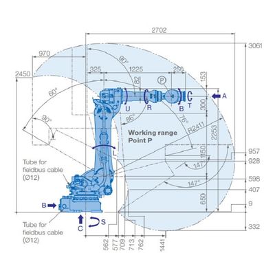 6 полезная нагрузка 225kg руки GP225 робота оси достигает робот 2702mm материальный вручая