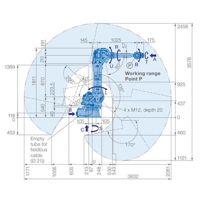 6 достигаемость 2061mm полезной нагрузки 50kg руки GP50 робота оси для материальный вручать