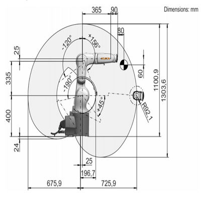 Полезная нагрузка R700-2 6.8kg KR 6 достигает 726mm робот 6 осей Palletizing