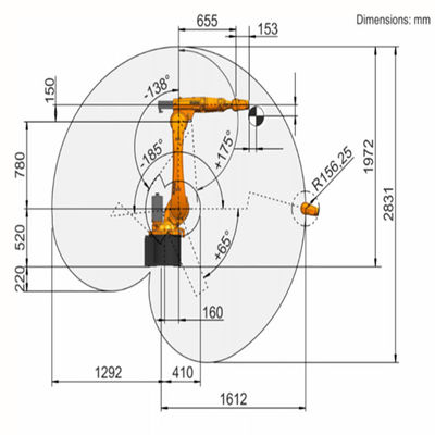 Рука робота заварки достигаемости 1612mm полезной нагрузки 20Kg KR16 R1610-2