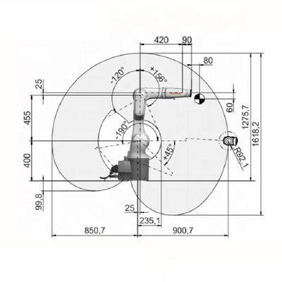 Полезная нагрузка R900-2 6.7kg KR 6 достигает 901mm заварка 6 осей робототехническая