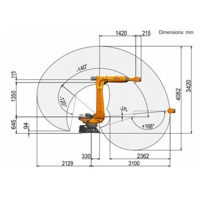 Полезная нагрузка 220kg оси R3100-2 6 KR 150 достигает 3100mm робот картины 6 осей