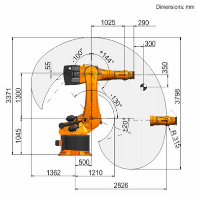 Полезная нагрузка R2830 729kg KR 600 достигает 2826mm робот 6 осей Palletizing