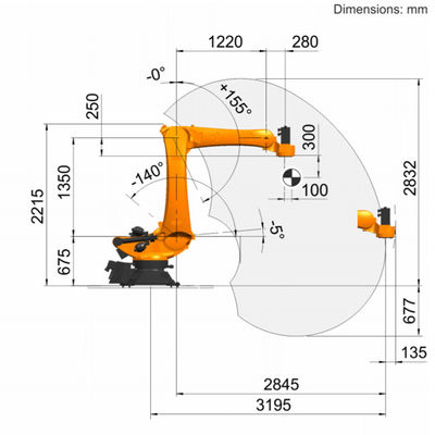 Робот достигаемости 3195mm полезной нагрузки 120kg оси PA R3200 5 KR 120 Palletizing