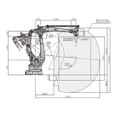 Полезная нагрузка 160kg оси CP180L 4 достигает робот 3255mm высокоскоростной Palletizing