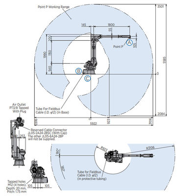 Рука MH50II-20 робота 6 Aixs с 20KG достигаемостью полезной нагрузки 3106MM для дуговой сварки и лакировочных машин