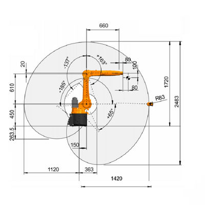 Kr 10 R1420 10kg робота Kuka Palletizing расклассифицировал руку робота руки оси полезной нагрузки 6 промышленную робототехническую для паллетов