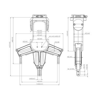 Большой Gripper пальца хода 2 используемый с роботом UR 5E сотрудническим для материальных частей погрузочно-разгрузочного оборудования