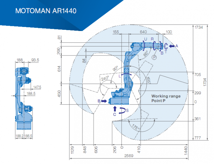 Рука YASKAWA AR900 промышленного робота для робота заварки руки полезной нагрузки 927mm аппаратов для дуговой сварки 7kg